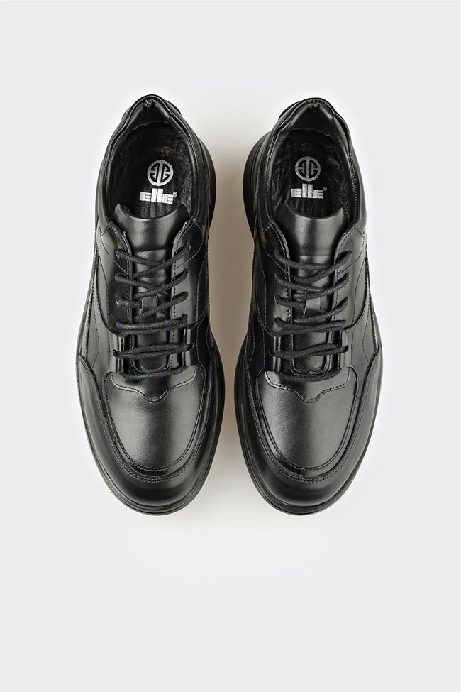 Siyah Deri Erkek Günlük Ayakkabı