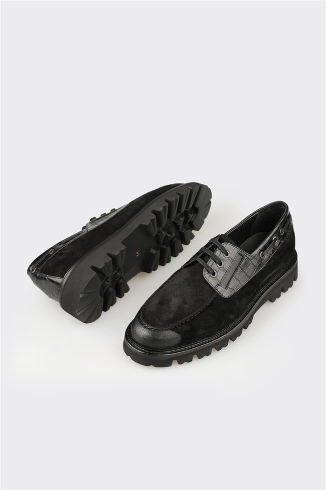 Siyah Deri Erkek Günlük Ayakkabı