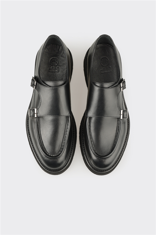 Siyah Deri Erkek Günlük Ayakkabı