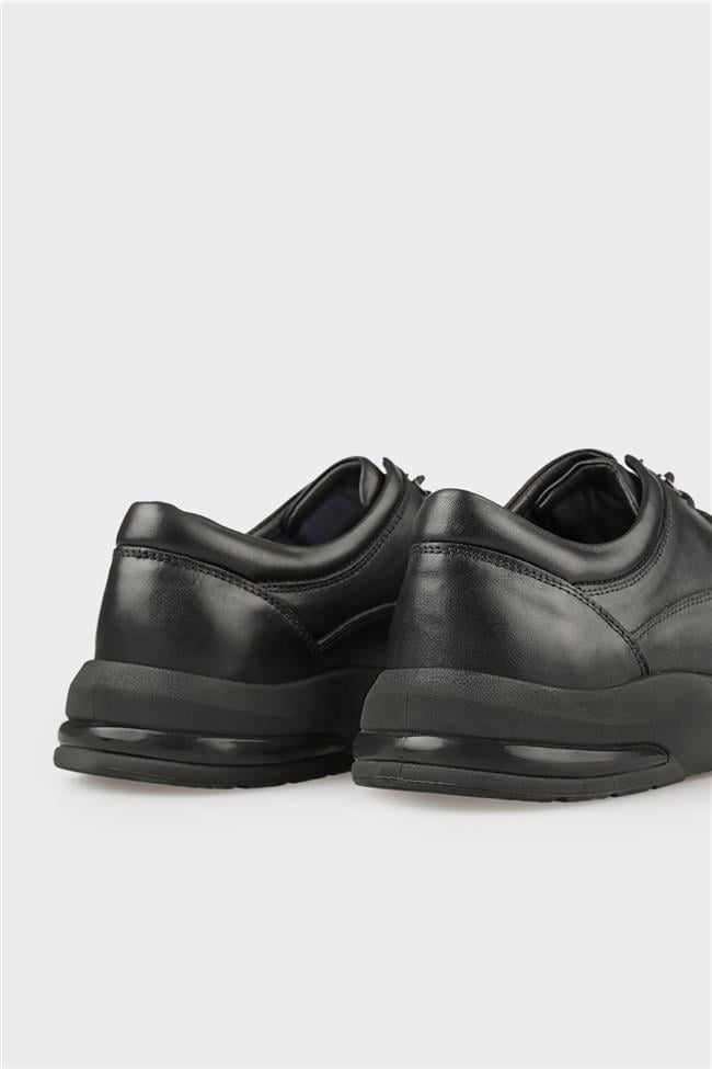 Siyah Deri Erkek Günlük Ayakkabı