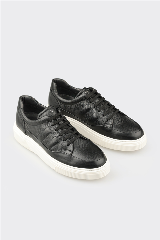 Siyah Deri Erkek Günlük Ayakkabı