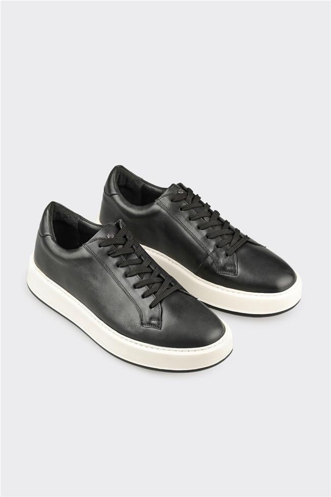 Siyah Deri Erkek Günlük Ayakkabı