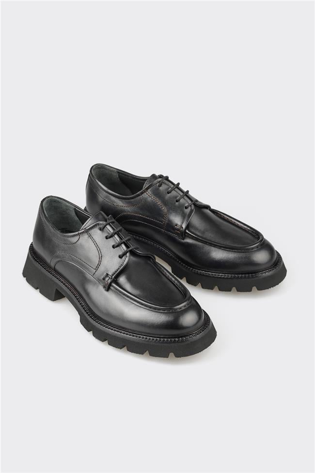 Siyah Deri Erkek Günlük Ayakkabı