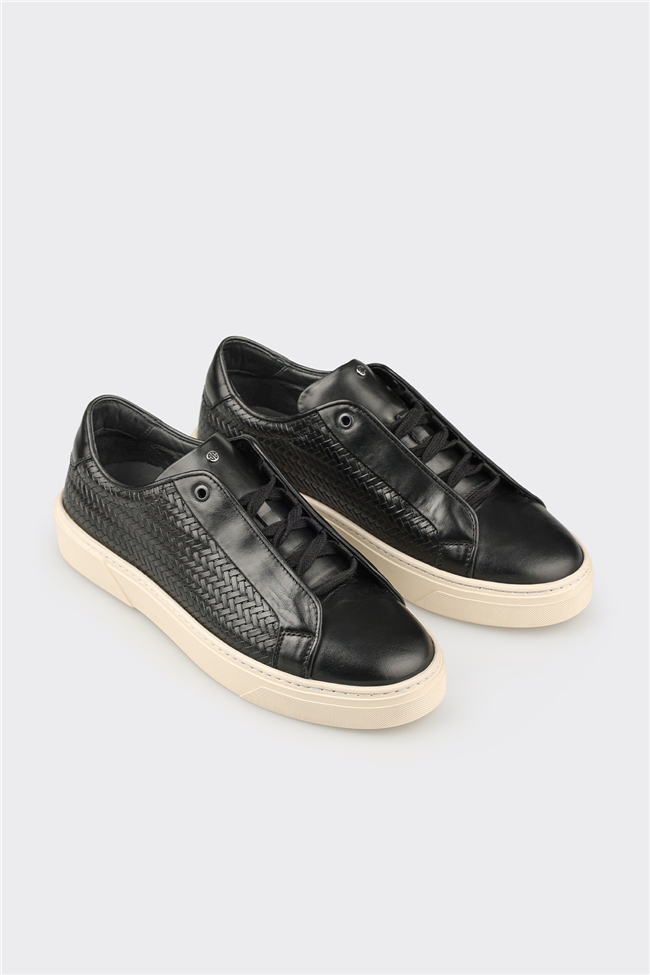 Siyah Deri Erkek Günlük Ayakkabı