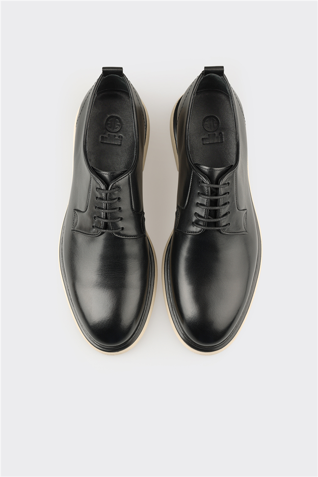 Siyah Deri Erkek Günlük Ayakkabı