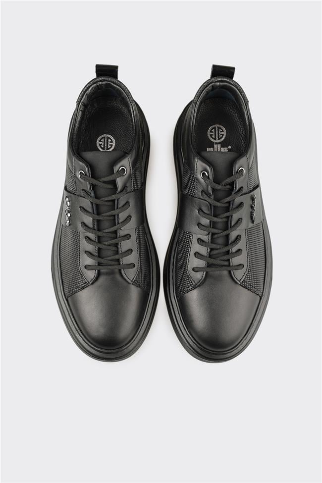 Siyah Deri Erkek Günlük Ayakkabı