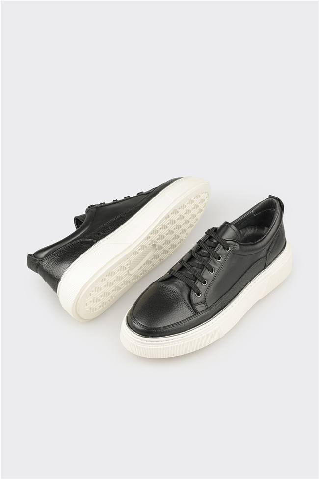 Siyah Deri Erkek Günlük Ayakkabı