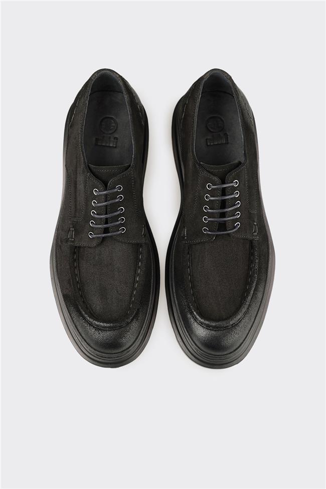 Siyah Deri Erkek Günlük Ayakkabı