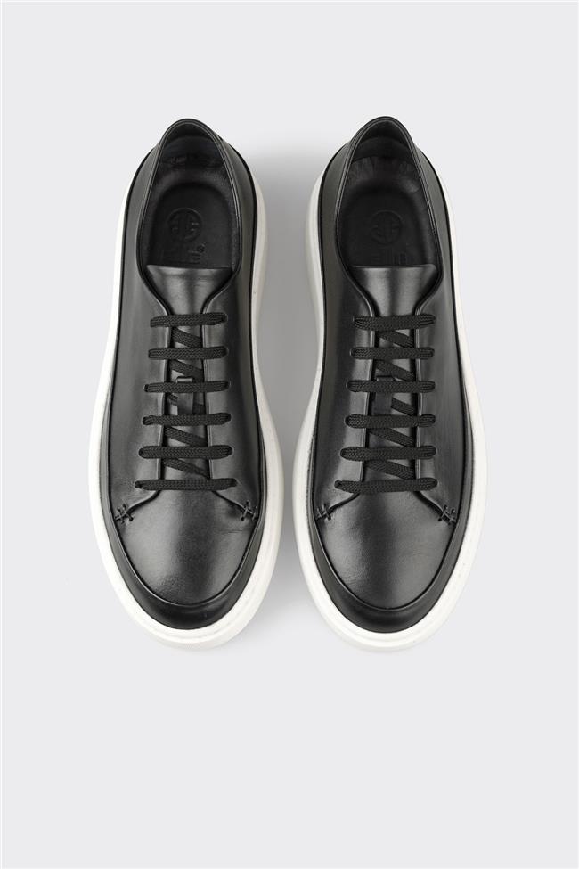 Siyah Deri Erkek Günlük Ayakkabı