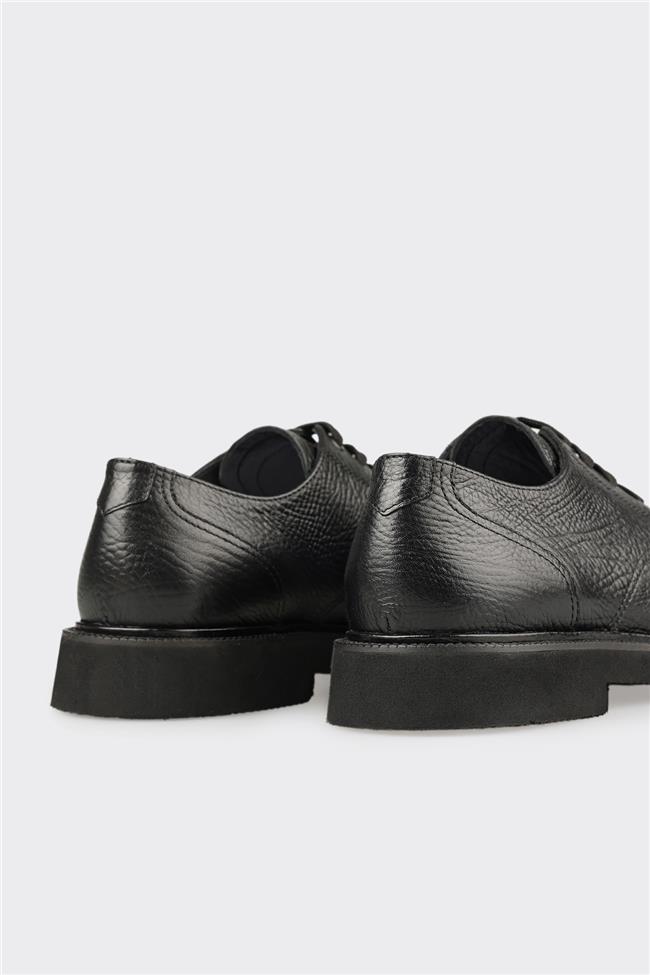 Siyah Deri Erkek Günlük Ayakkabı