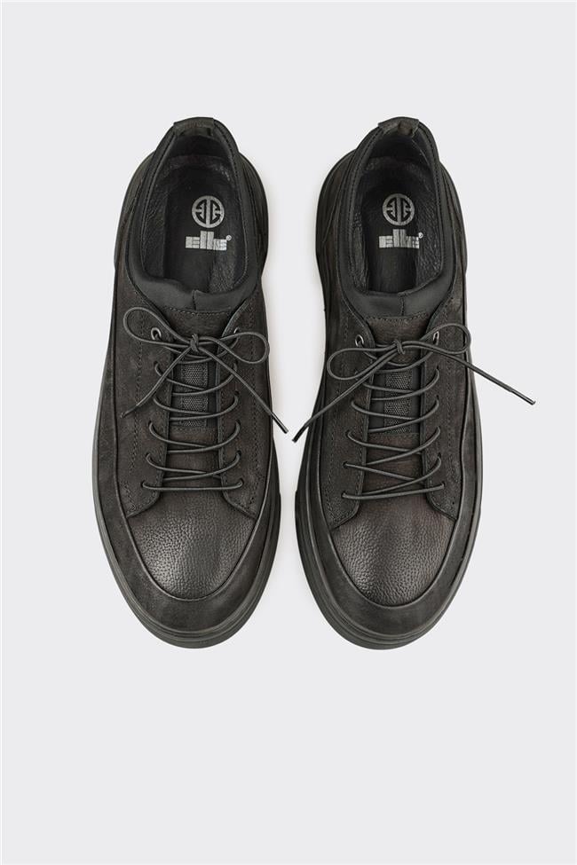 Siyah Deri Erkek Günlük Ayakkabı