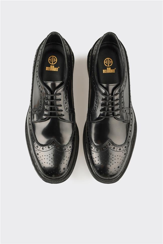 Siyah Deri Erkek Günlük Ayakkabı