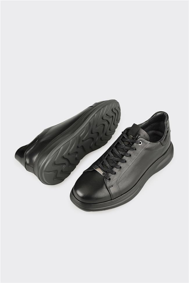 Siyah Deri Erkek Günlük Ayakkabı