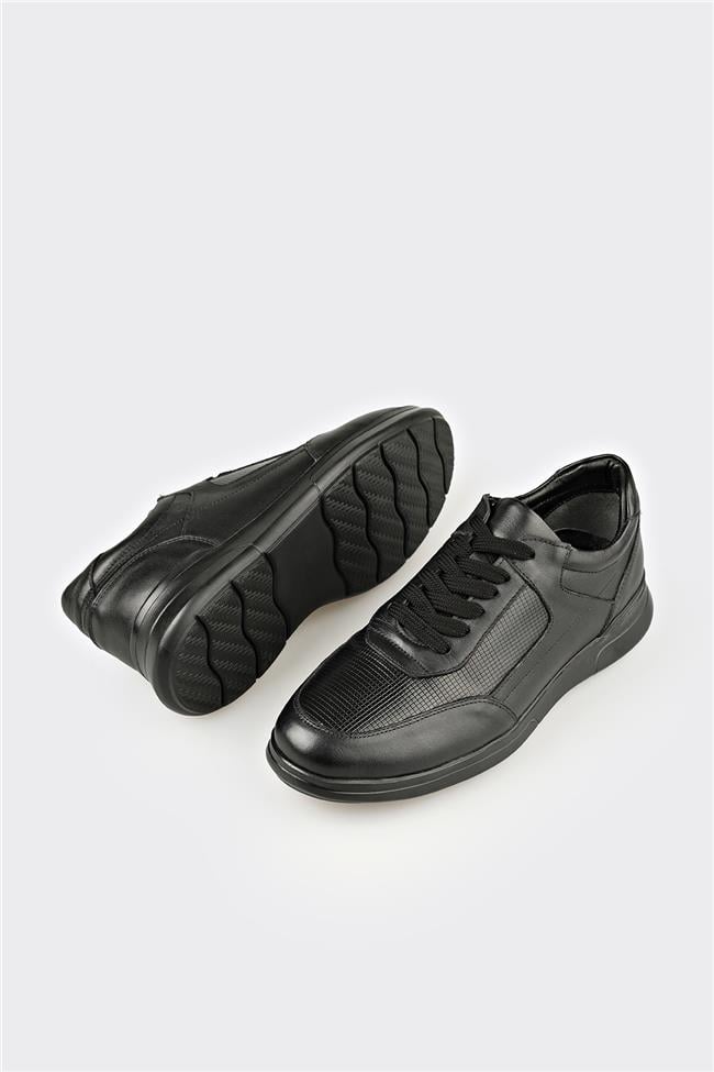Siyah Deri Erkek Günlük Ayakkabı