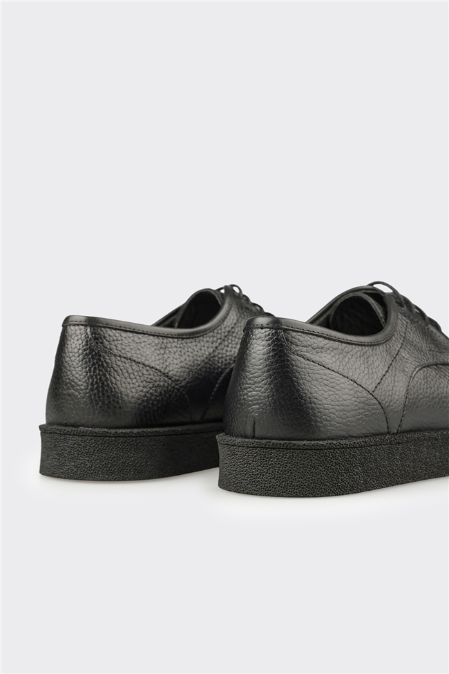 Siyah Deri Erkek Günlük Ayakkabı