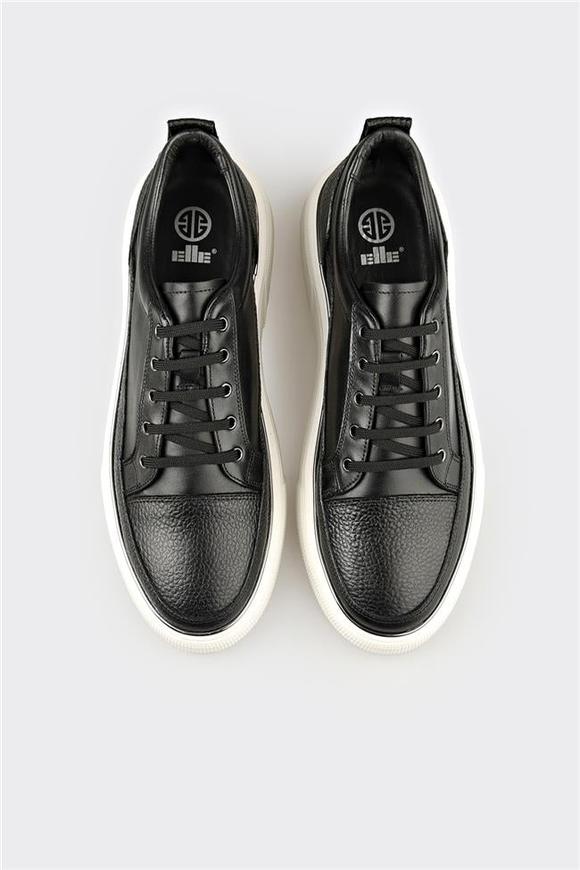 Siyah Deri Erkek Günlük Ayakkabı