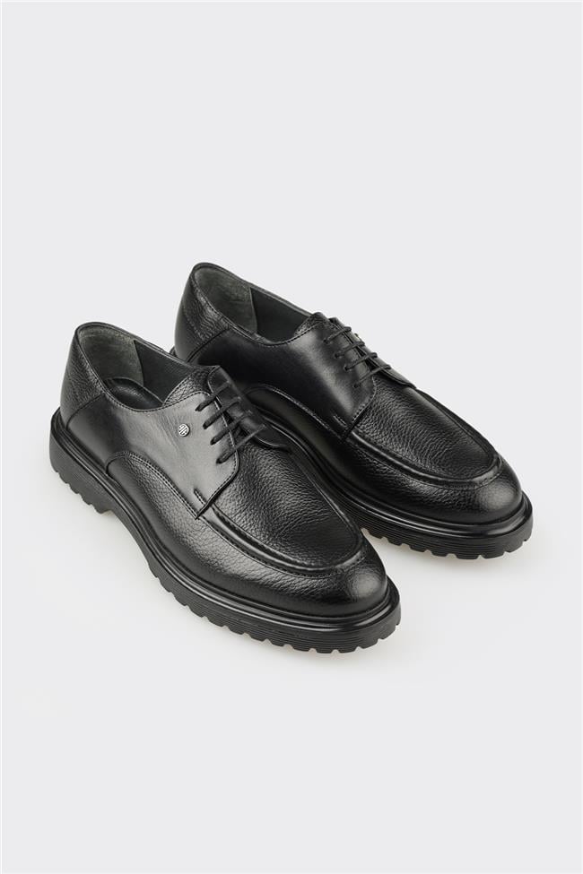 Siyah Deri Erkek Günlük Ayakkabı