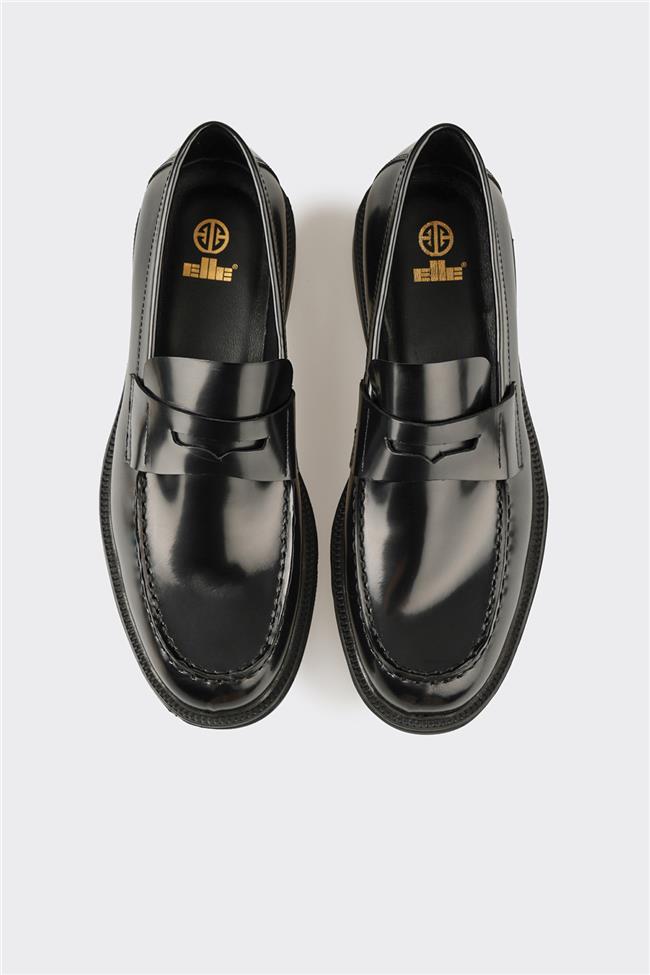 Siyah Deri Erkek Günlük Ayakkabı