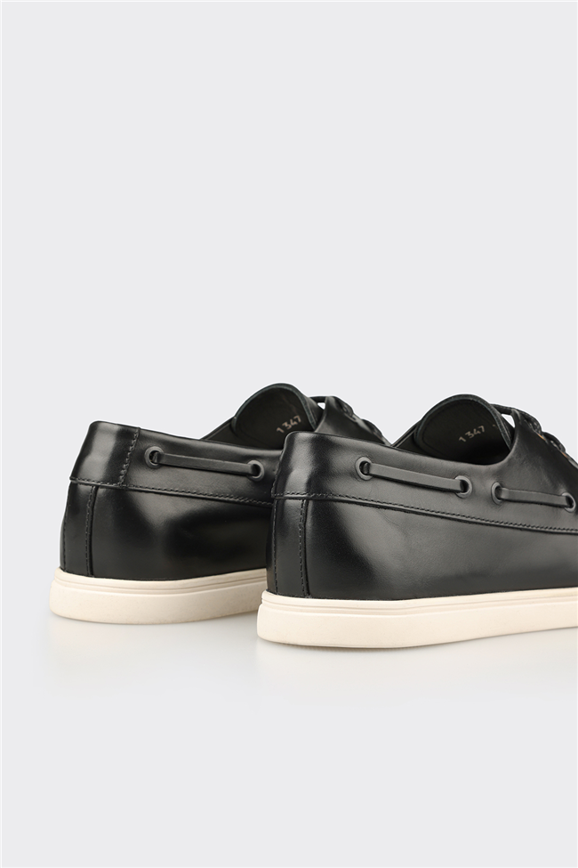 Siyah Deri Erkek Günlük Ayakkabı