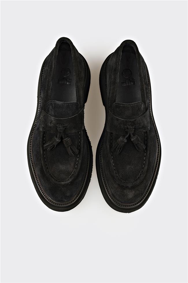 Siyah Deri Erkek Günlük Ayakkabı