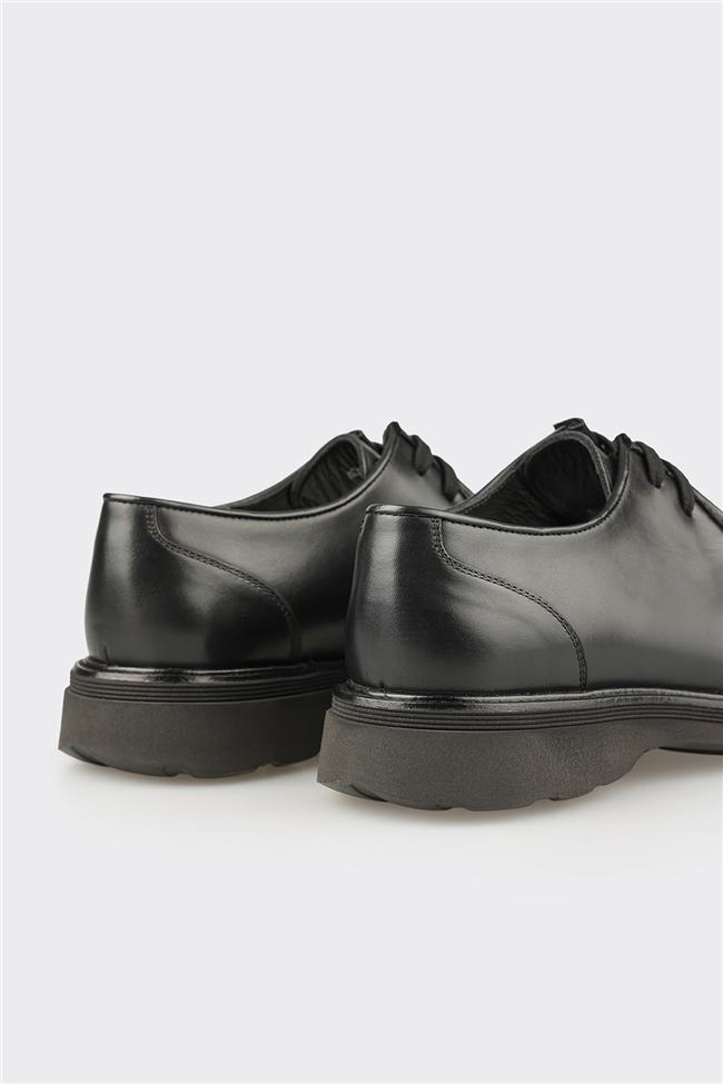 Siyah Deri Erkek Günlük Ayakkabı