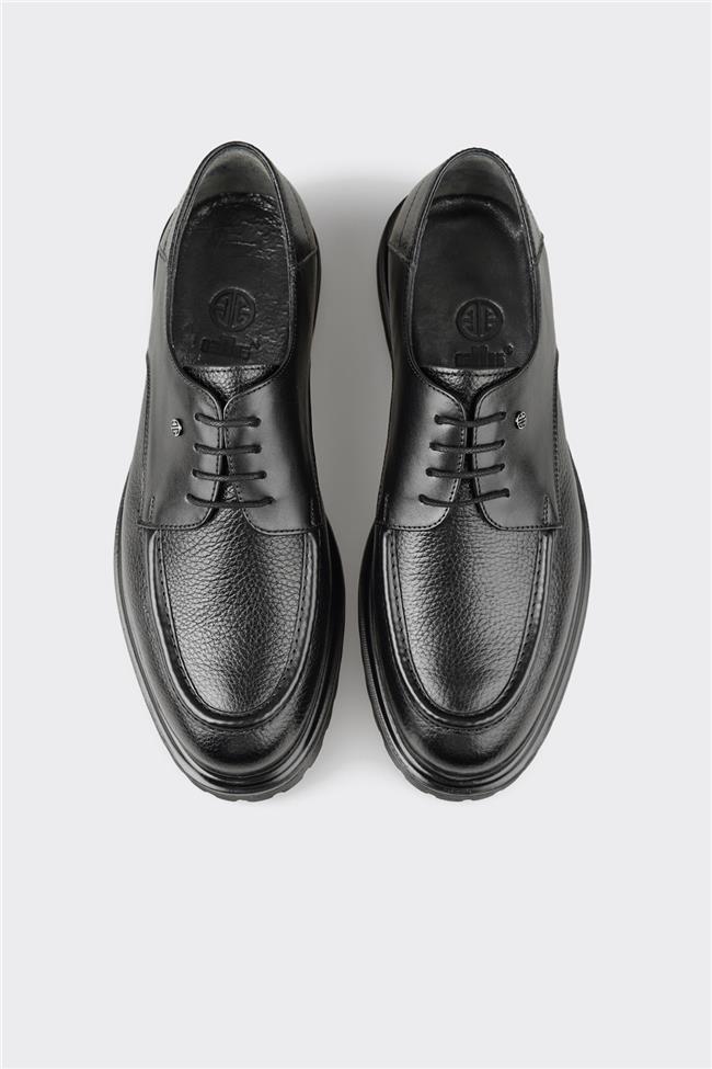 Siyah Deri Erkek Günlük Ayakkabı