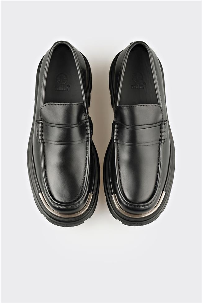 Siyah Deri Erkek Günlük Ayakkabı