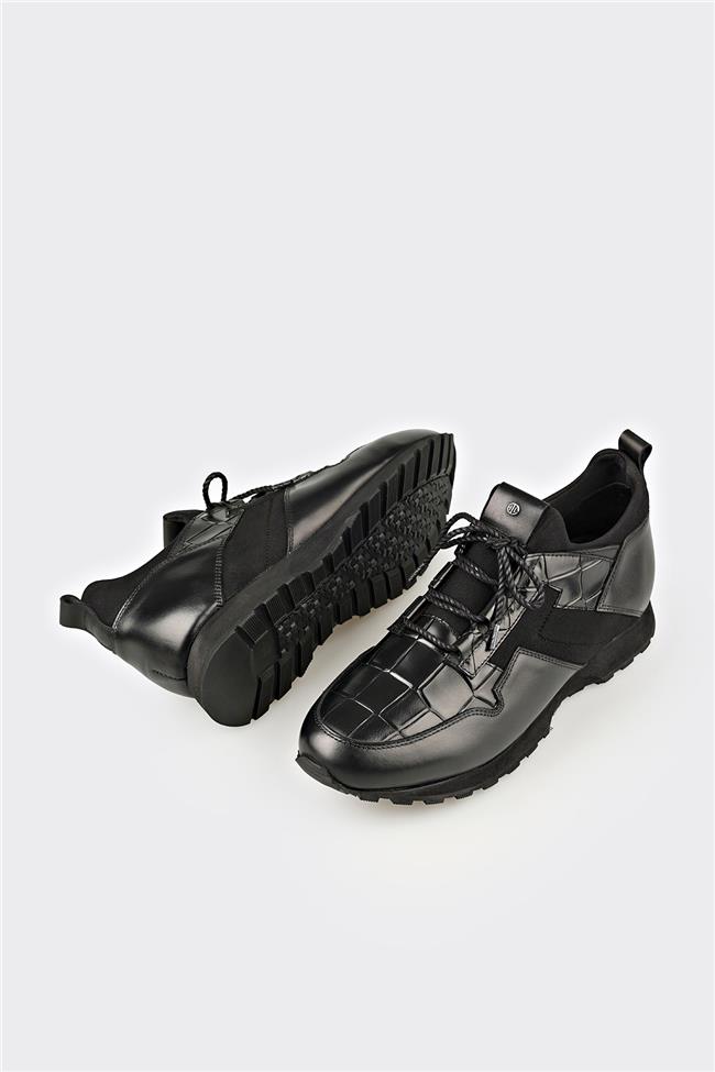 Siyah Deri Erkek Günlük Ayakkabı