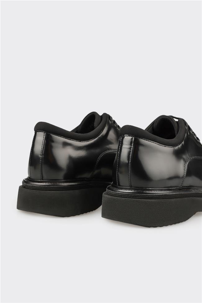 Siyah Deri Erkek Günlük Ayakkabı