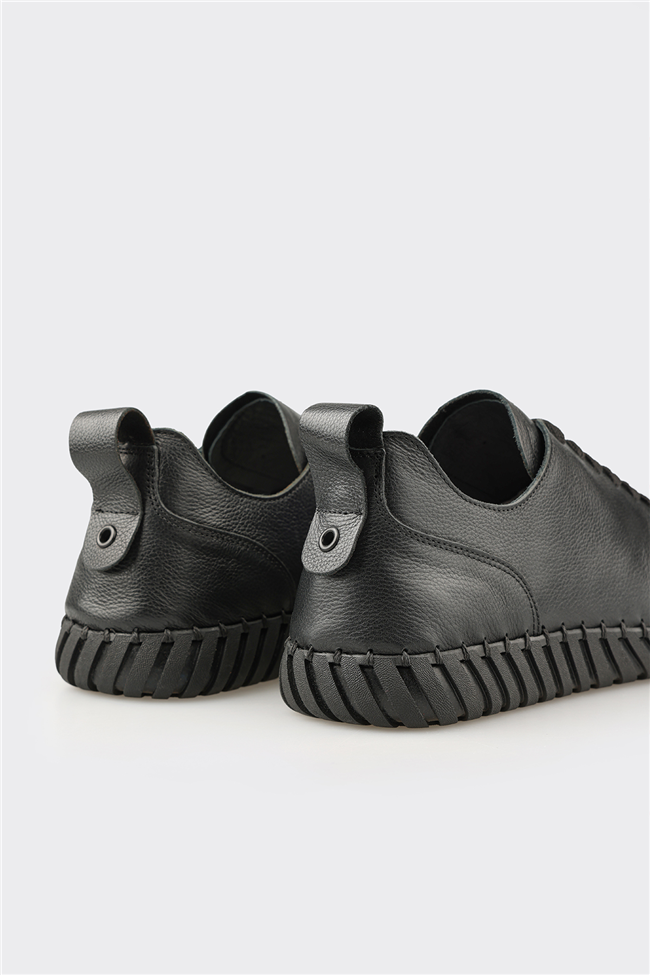 Siyah Deri Erkek Günlük Ayakkabı