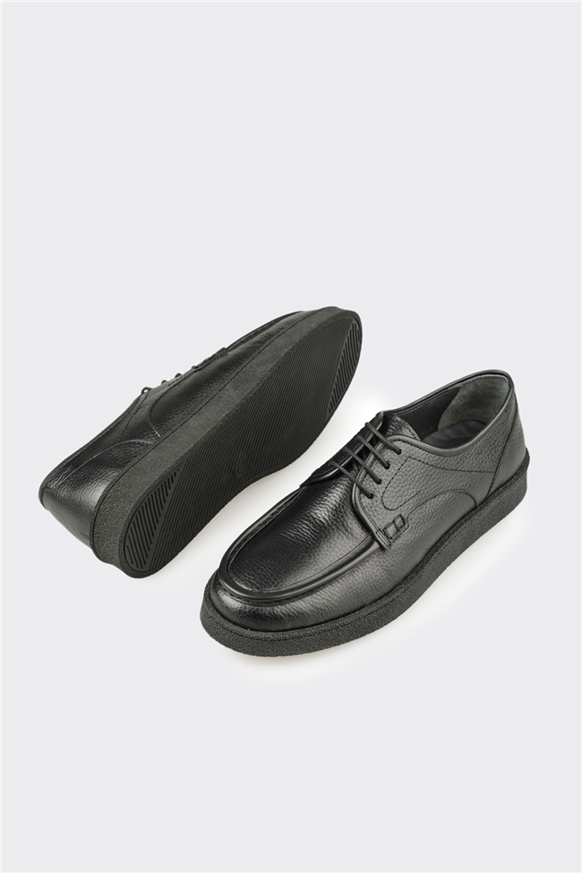 Siyah Deri Erkek Günlük Ayakkabı