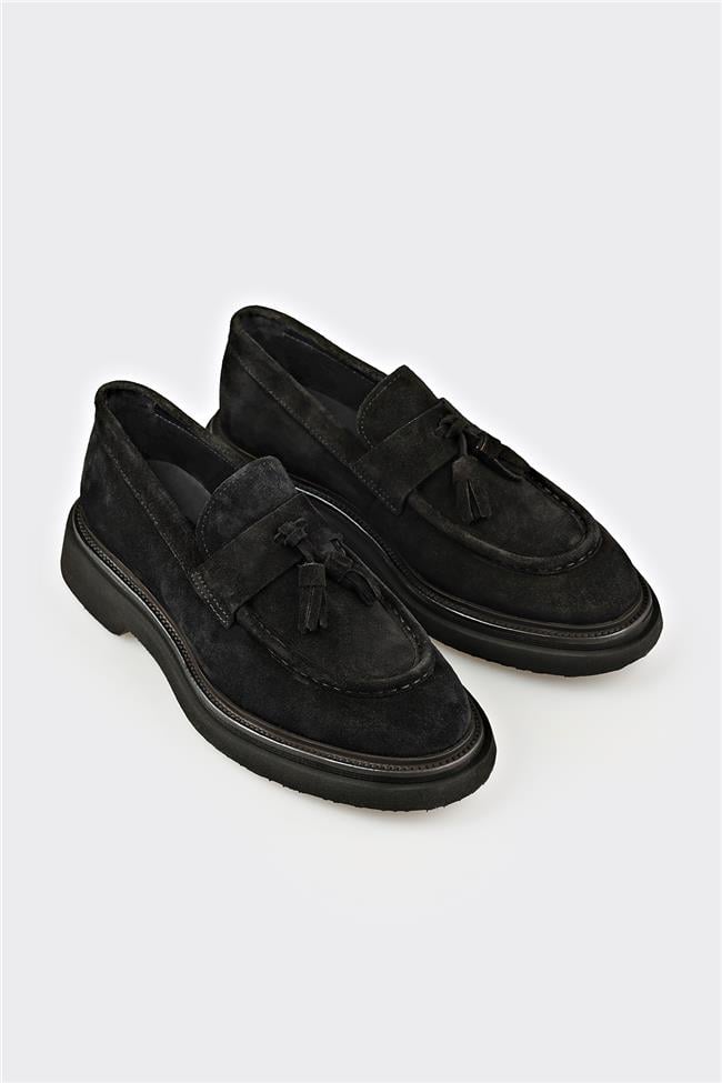 Siyah Deri Erkek Günlük Ayakkabı