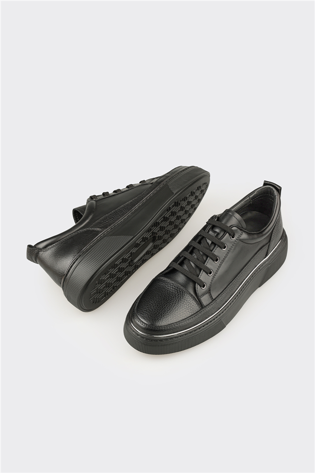 Siyah Deri Erkek Günlük Ayakkabı