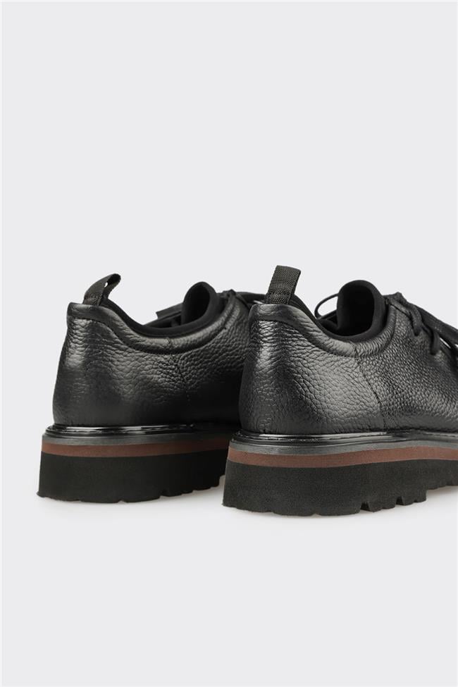 Siyah Deri Erkek Günlük Ayakkabı