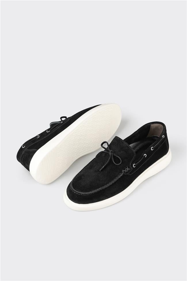 Siyah Deri Erkek Günlük Ayakkabı