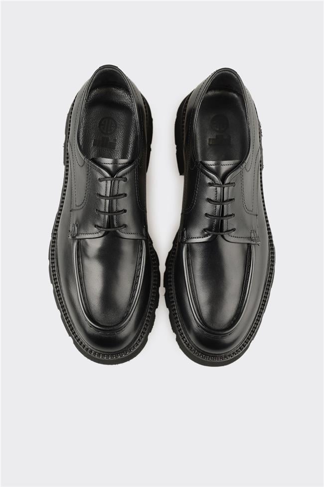 Siyah Deri Erkek Günlük Ayakkabı
