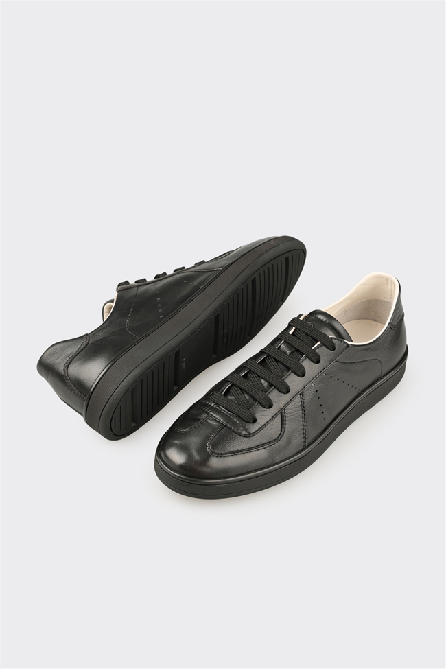 Siyah Deri Erkek Günlük Ayakkabı