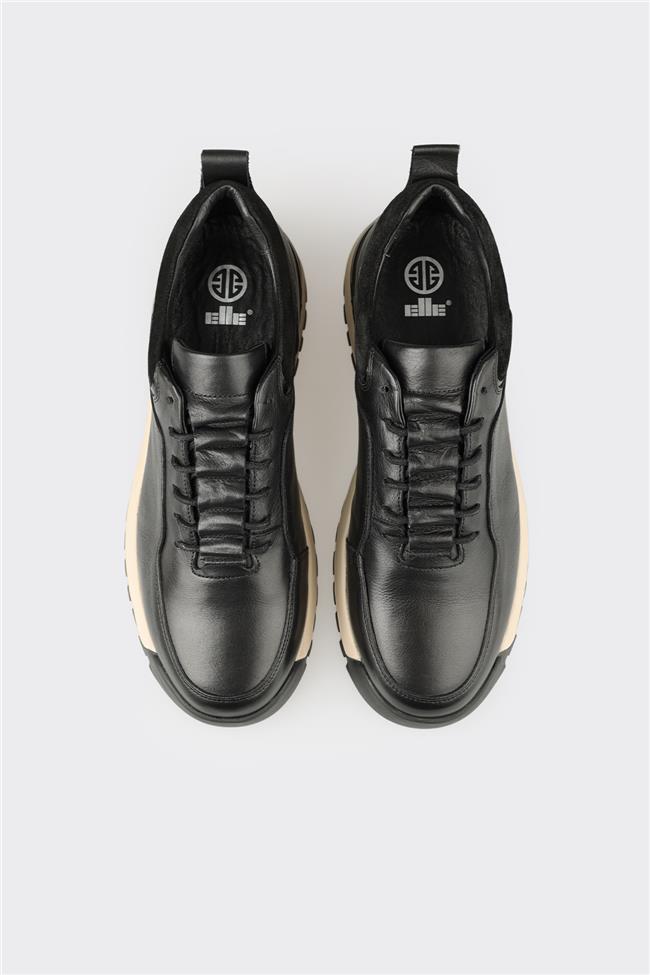 Siyah Deri Erkek Günlük Ayakkabı