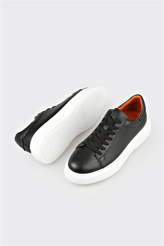 Siyah Deri Erkek Günlük Ayakkabı