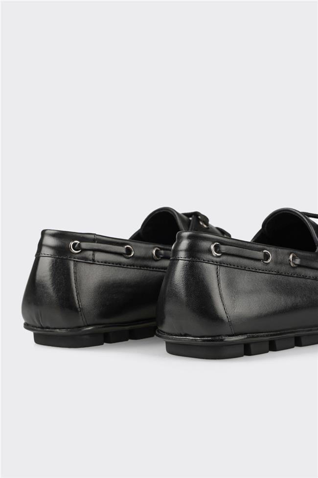 Siyah Deri Erkek Günlük Ayakkabı