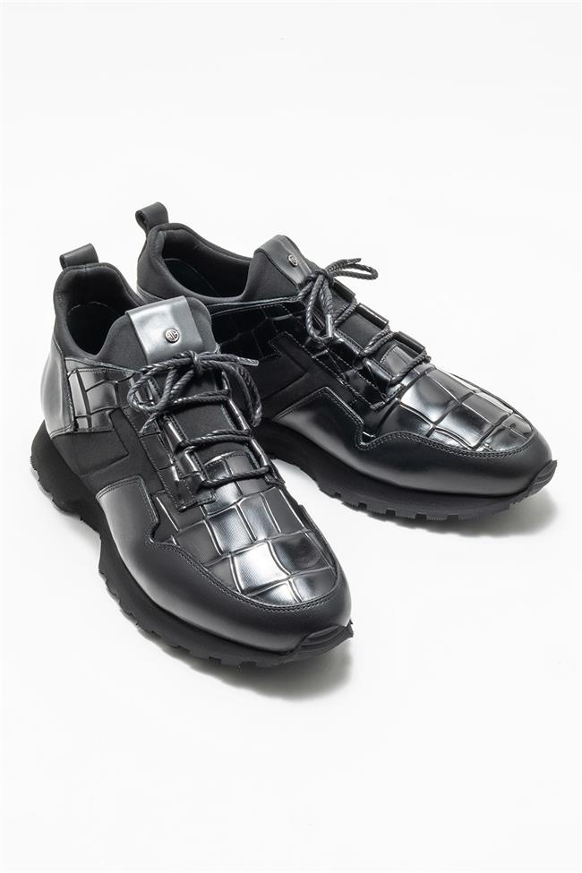 Siyah Deri Erkek Günlük Ayakkabı