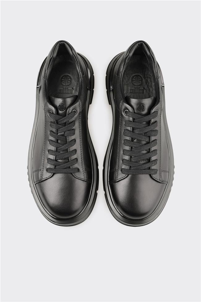 Siyah Deri Erkek Günlük Ayakkabı