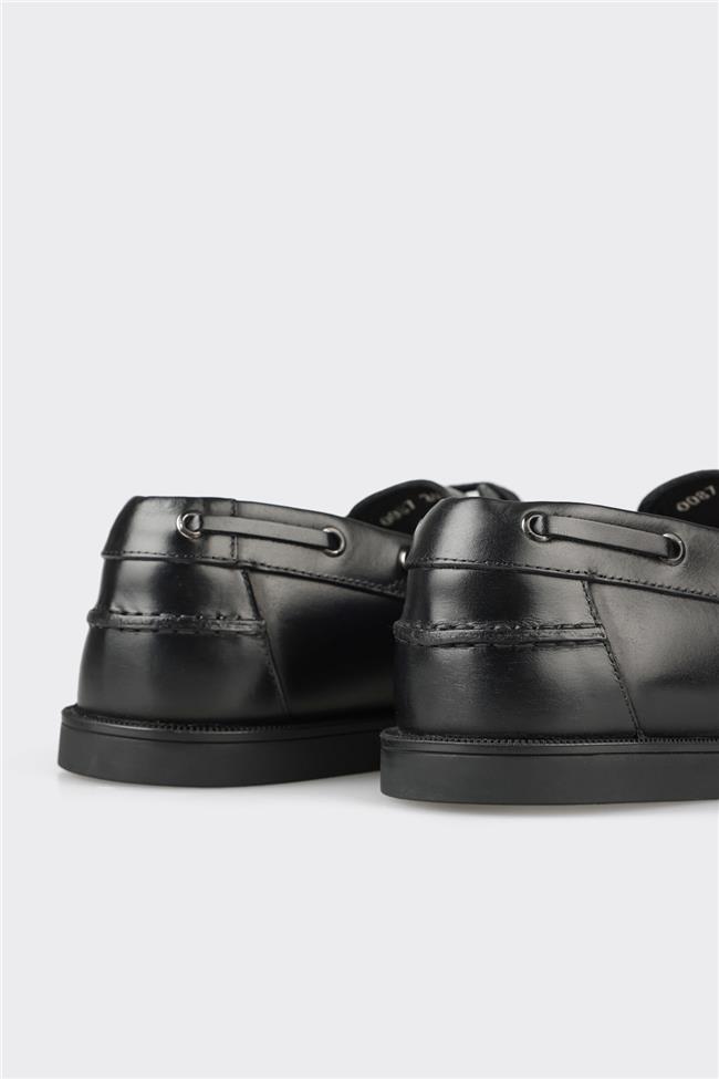 Siyah Deri Erkek Günlük Ayakkabı