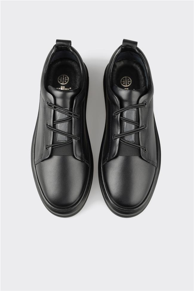Siyah Deri Erkek Günlük Ayakkabı