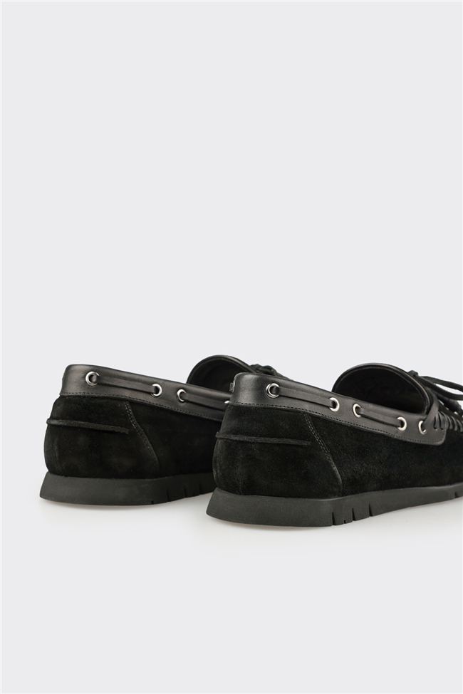 Siyah Deri Erkek Günlük Ayakkabı