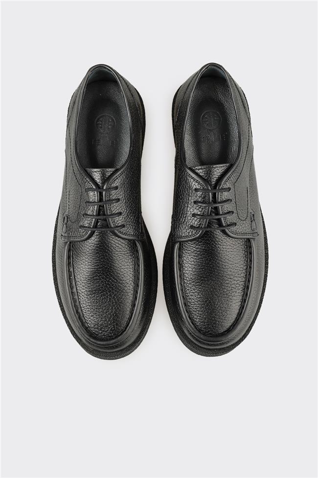 Siyah Deri Erkek Günlük Ayakkabı