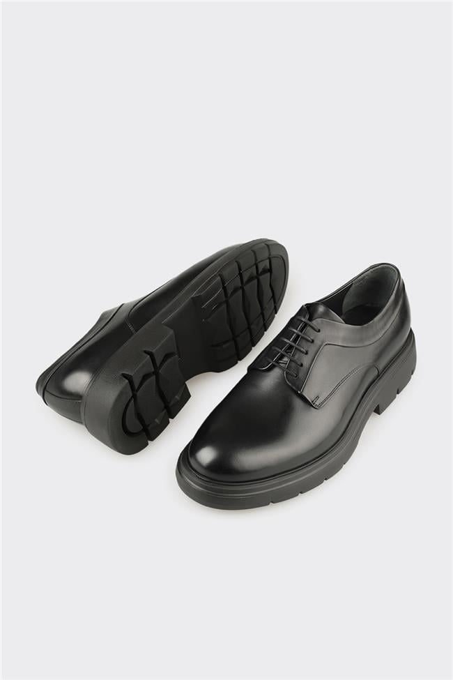 Siyah Deri Erkek Günlük Ayakkbı