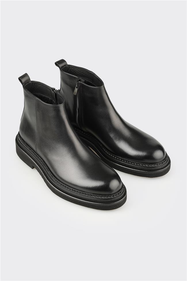 Siyah Deri Erkek Günlük Bot