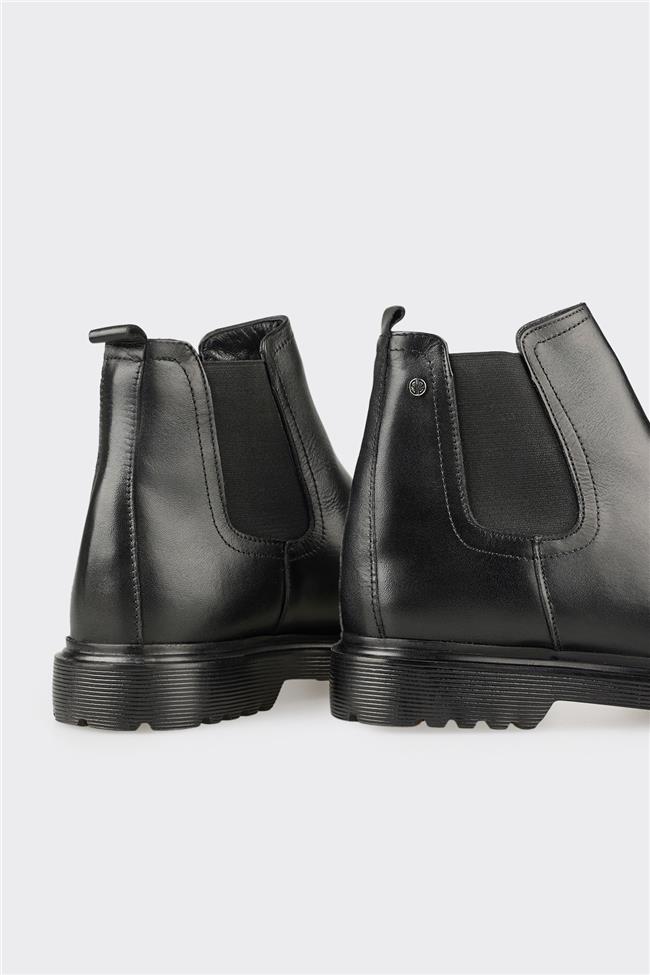 Siyah Deri Erkek Günlük Bot