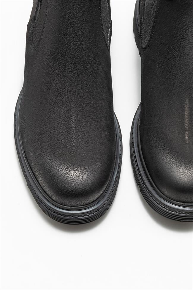 Siyah Deri Erkek Günlük Bot